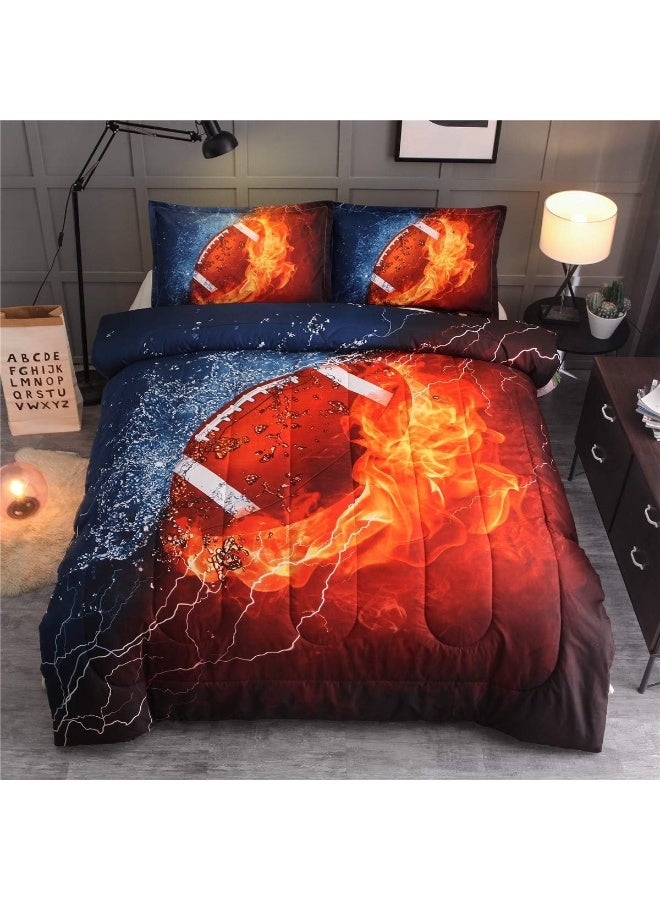 NTBED Football Comforter Sets Twin for Boys Teens, 3-Pieces Sports Bedding Comforter, Rugby Reversible Printed Quilt Set with 2 Matching Pillow Shams - Image 1